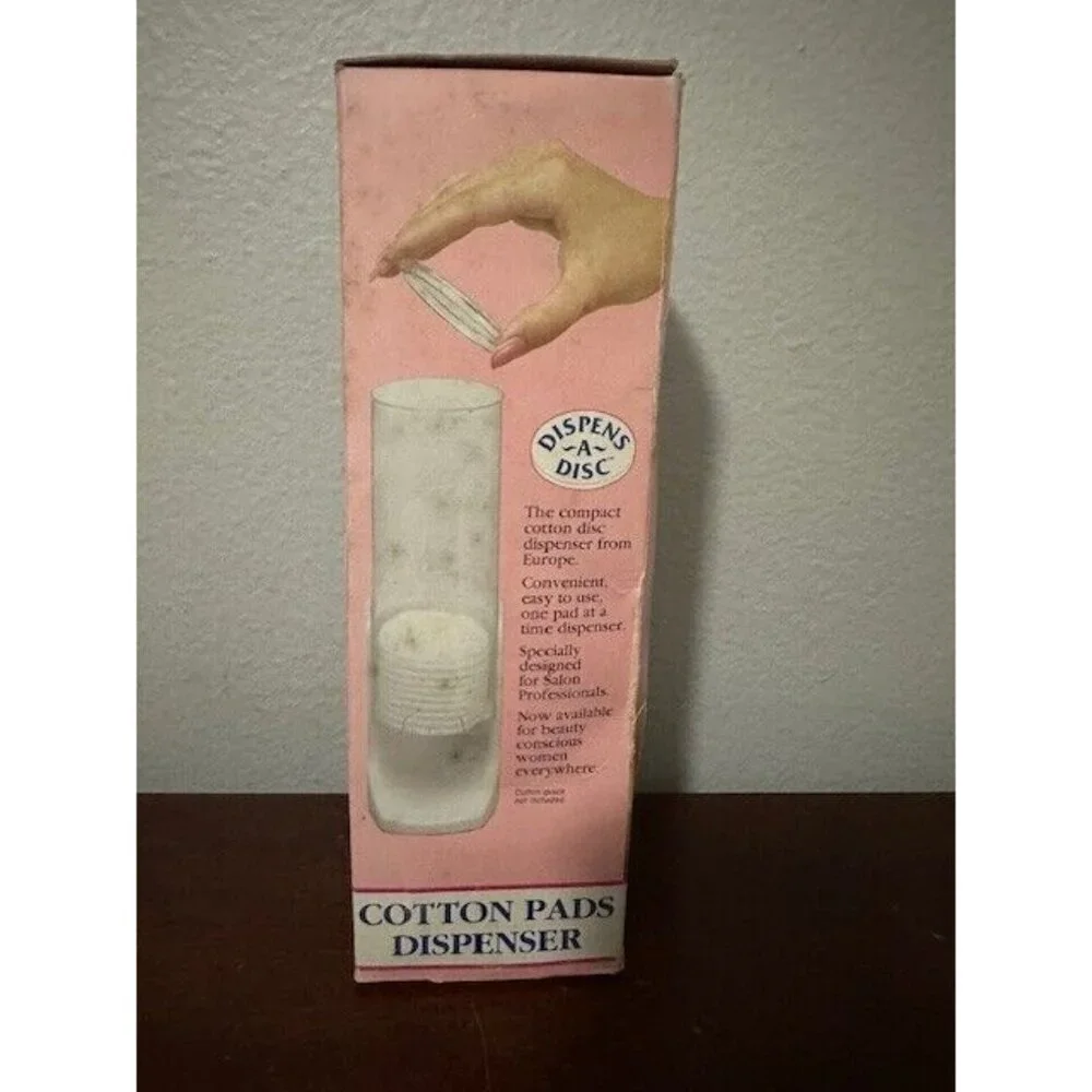 Dispens A Disc Vtg Cotton Rounds Pads Holder Dispenser Lid Makeup Remover NOS